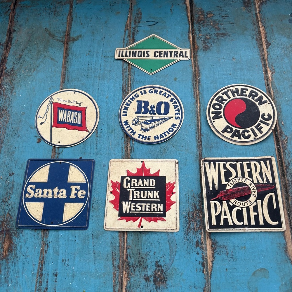 Post Sugar Crisp Miniature Railroad Tin Herald Plates 1950’s Vintage Antique